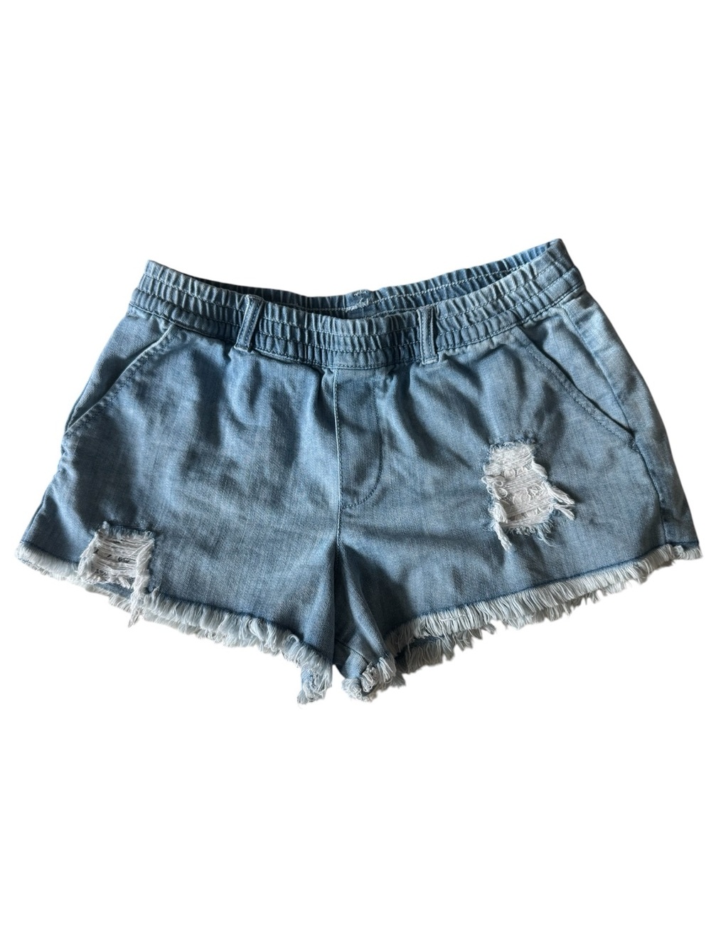 aerie Light Blue Distressed Denim Shorts